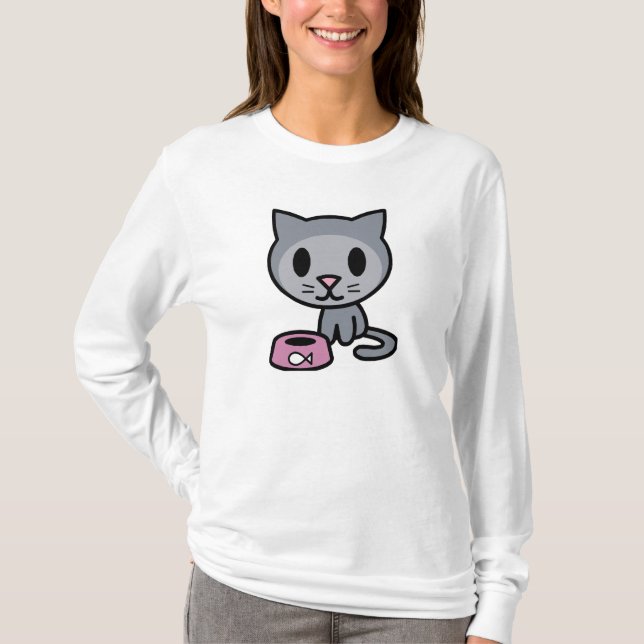 T-shirts Parte superior do pijama do gatinho (Frente)