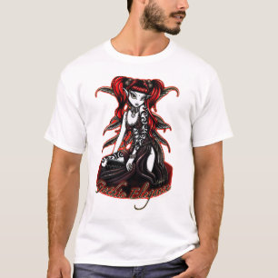 T-shirts Parte superior feericamente Tattooed vermelho do