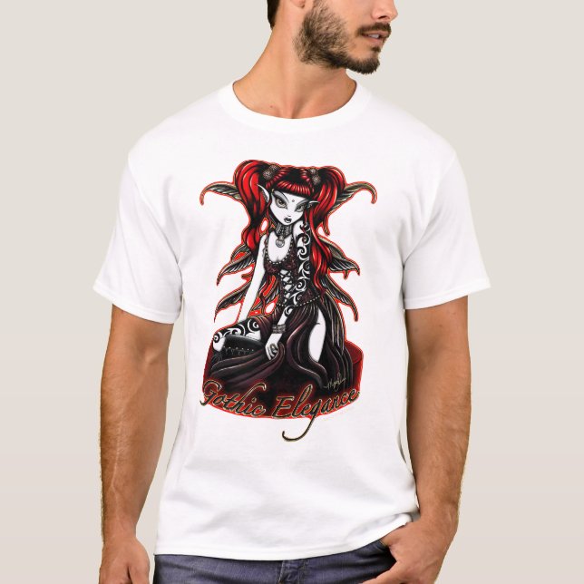 T-shirts Parte superior feericamente Tattooed vermelho do (Frente)
