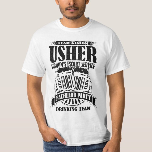 T-shirts Partido de Despedida de Solteiro do Usher Groom (Frente)