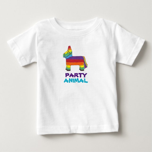 T-shirts PARTY ANIMAL Rainbow Donkey Piñata Birthday Fiesta (Frente)