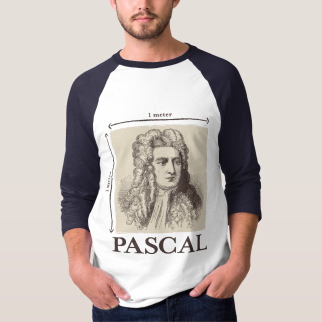 T-shirts Pascal = 1 newton por a piada quadrada da (Frente)