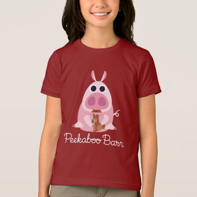 T-shirts Páscoa | do celeiro do Peekaboo suspeitoso o porco (Frente)