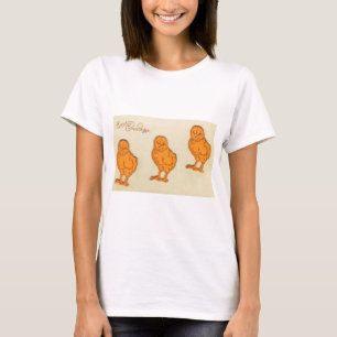 T-shirts Páscoa saudações Pintinhos bege