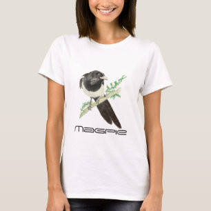 T-shirts Pássaro bonito do Magpie, Birding, natureza,