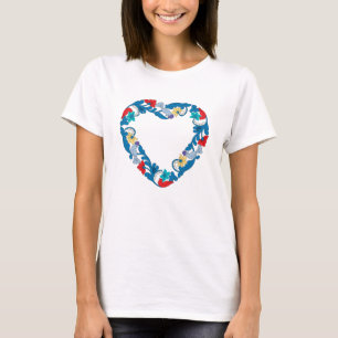 T-shirts Pássaros adoráveis do casamento original no cora