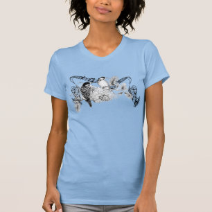 T-shirts Pássaros de Amor Vintage Casamento de Pica-Pau Rús