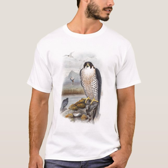 T-shirts Pássaros de John Gould do falcão de peregrino de (Frente)