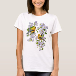 T-shirts Pássaros e Flores Goldfinch - Colher Cor de Fundo