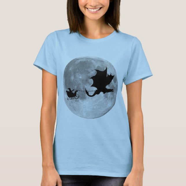 T-shirts Passeio do trenó do cavaleiro do dragão de Papai (Frente)