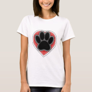 T-shirts Pata De Cães No Coração Vermelho Com Descriçõ