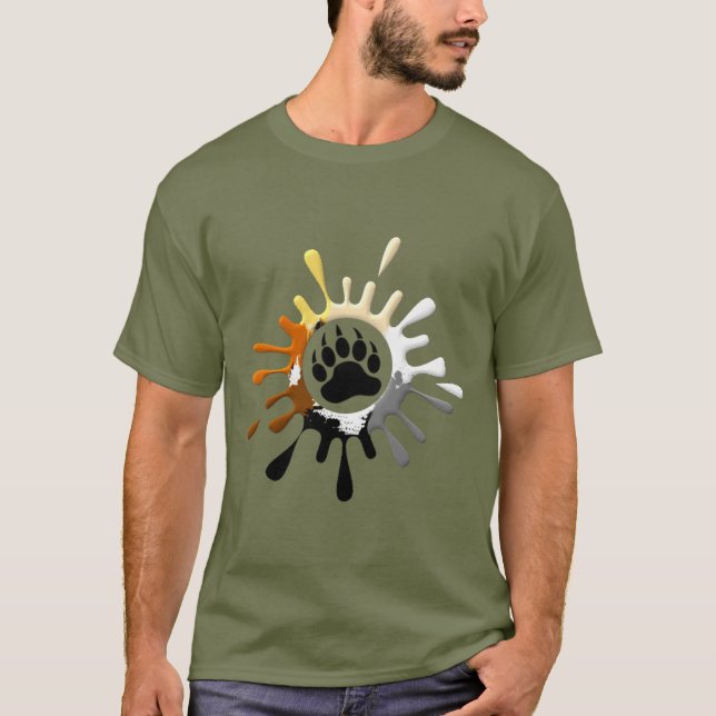 T-shirts Pata de Urso Salpico Cores Orgulho de Urso (Frente)