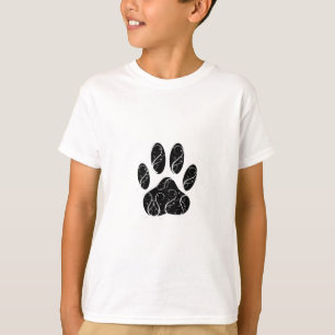 T-shirts Pata Preta De Cachorro Impressa Com Farinhas Branc