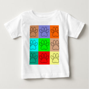 T-shirts Patas de Cachorro Fofo em Quadrados