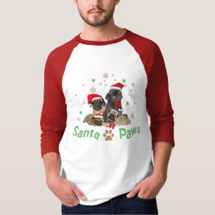 T-shirts patas do papai noel do pug