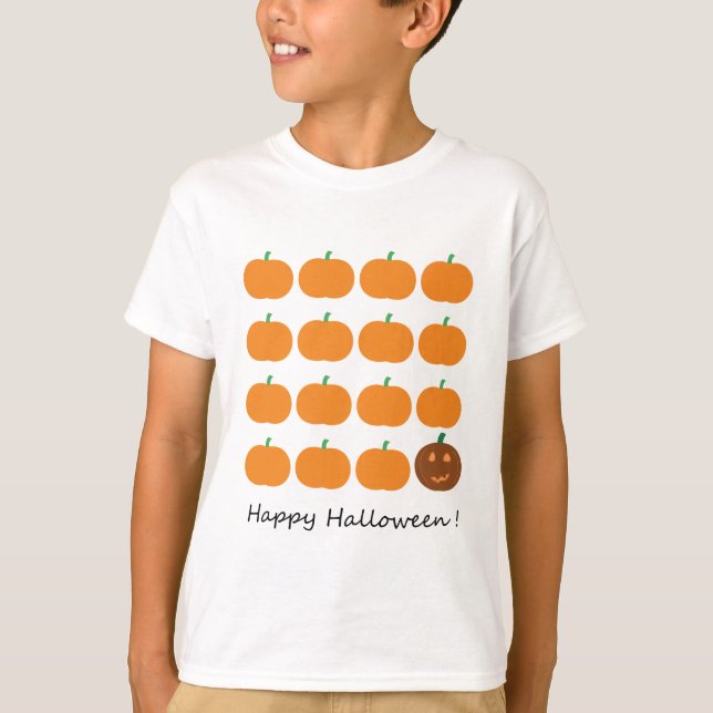 T-shirts Patch de Abóbora Feliz Halloween (Frente)