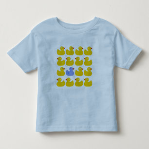 T-shirts Patos de borracha amarela com um pato azul