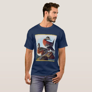 T-shirts Patos do Widgeon americano em uma rocha