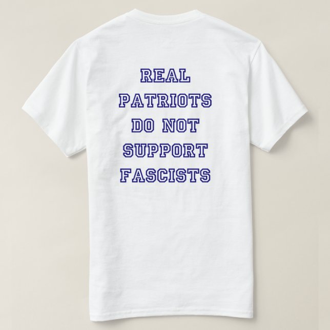 T-shirts Patriota Patriótico Azul Anti-Fascismo (Verso do Design)