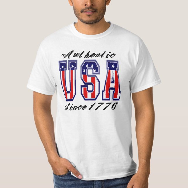 T-shirts Patriotic Authentic USA Desde 1776 (Frente)