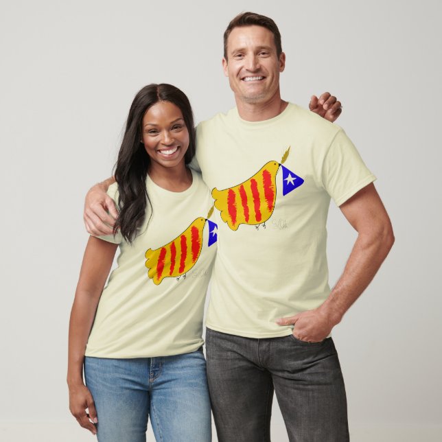 T-shirts Patriotic Symbol, Catalonia freedom dove. (Unissex)