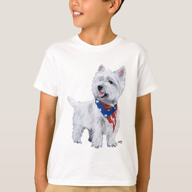 T-shirts Patriótico Terrier Branco de West Highland (Frente)