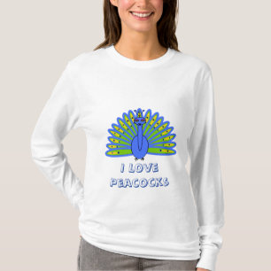 T-shirts Pavão bonito em azul e verde