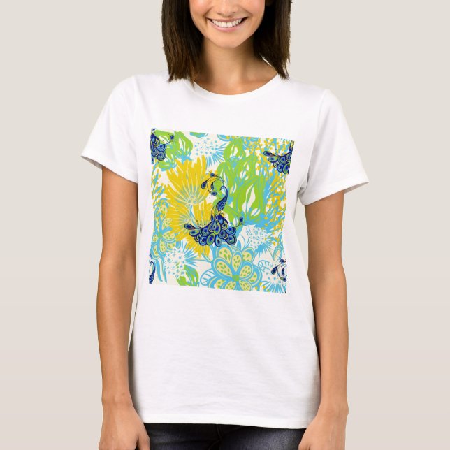 T-shirts pavão floral (Frente)