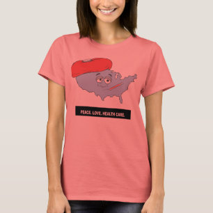 T-shirts Paz. Amor. Cuidados médicos. Título