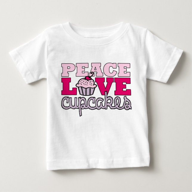T-shirts Paz, amor & cupcakes! (Frente)