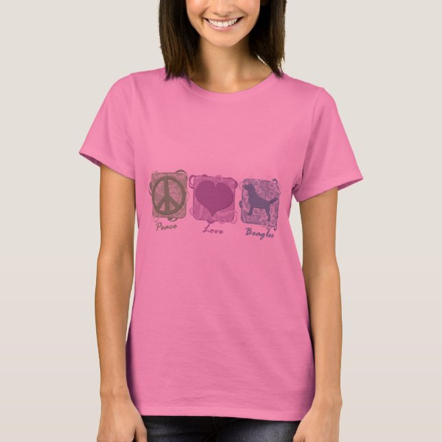 T-shirts Paz, amor, e lebreiros Pastel (Frente)