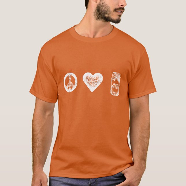 T-shirts Paz, amor, e manteiga de Apple (Frente)