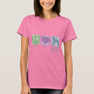 T-shirts Paz, amor, e Spaniels de Springer inglês Pastel