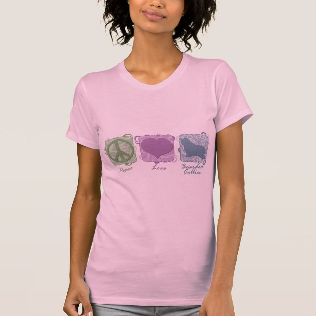 T-shirts Paz Pastel, amor, e Collies farpados (Frente)