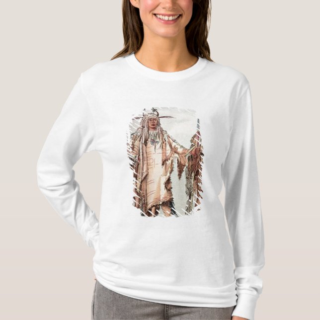 T-shirts Pe-Toh-Xixi-Beijo indiano Blackfoot, os reforços (Frente)