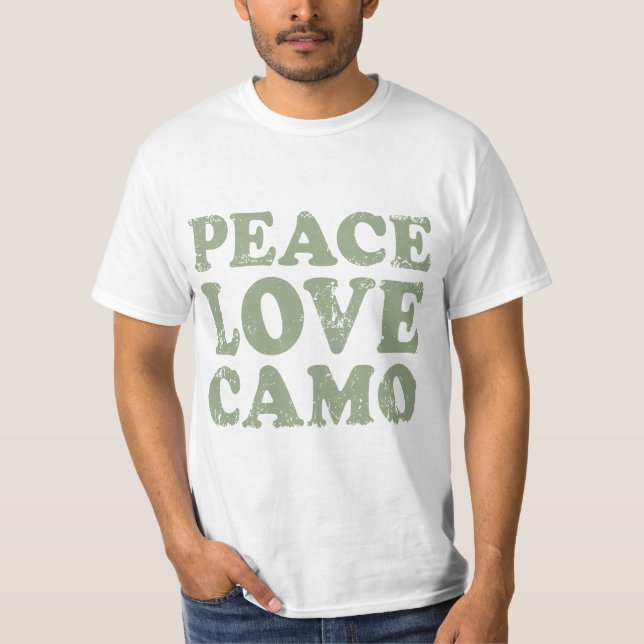 T-shirts Peace Love Camo (Frente)