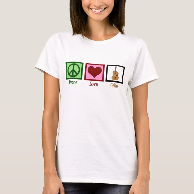 T-shirts Peace Love Cello (Frente)
