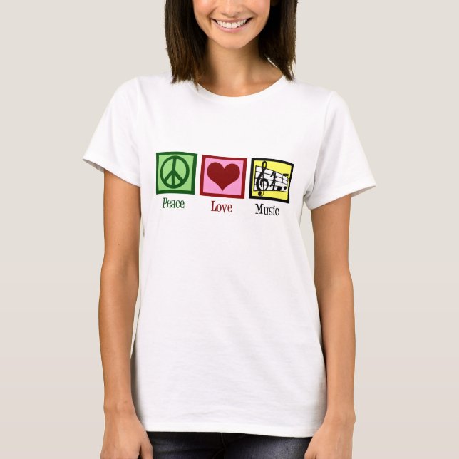 T-shirts Peace Love Music (Frente)
