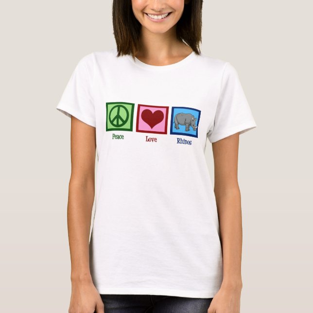 T-shirts Peace Love Rhinos (Frente)