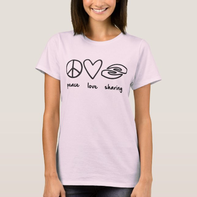 T-shirts Peace Love Sharing Men's Tee (Frente)
