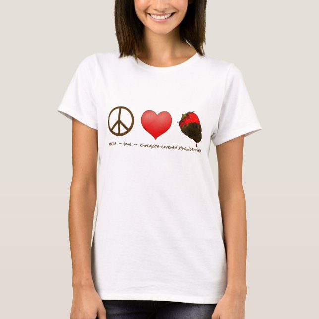 T-shirts Peace Love Strawberry (Frente)