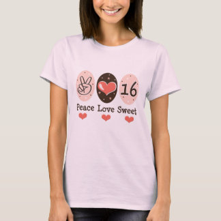 T-shirts Peace Love Sweet Sixteen Organic Tee