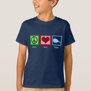 T-shirts Peace Love Whales Marinho Blue Kids