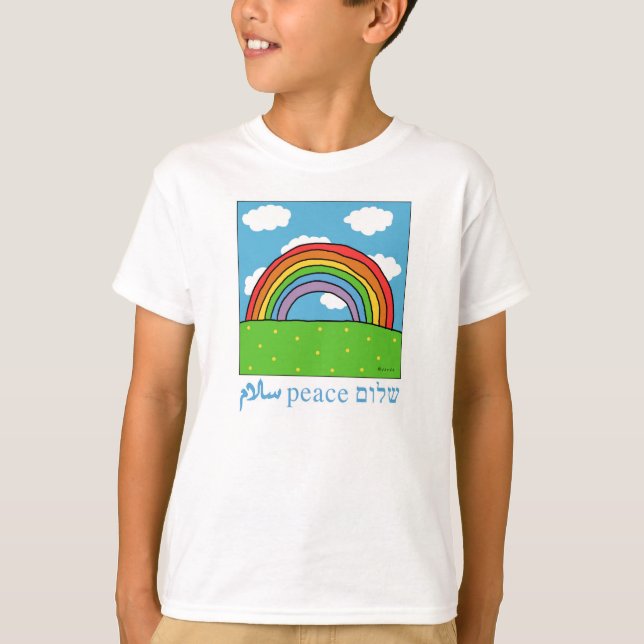 T-shirts peace shalom salaam rainbow shirt (Frente)