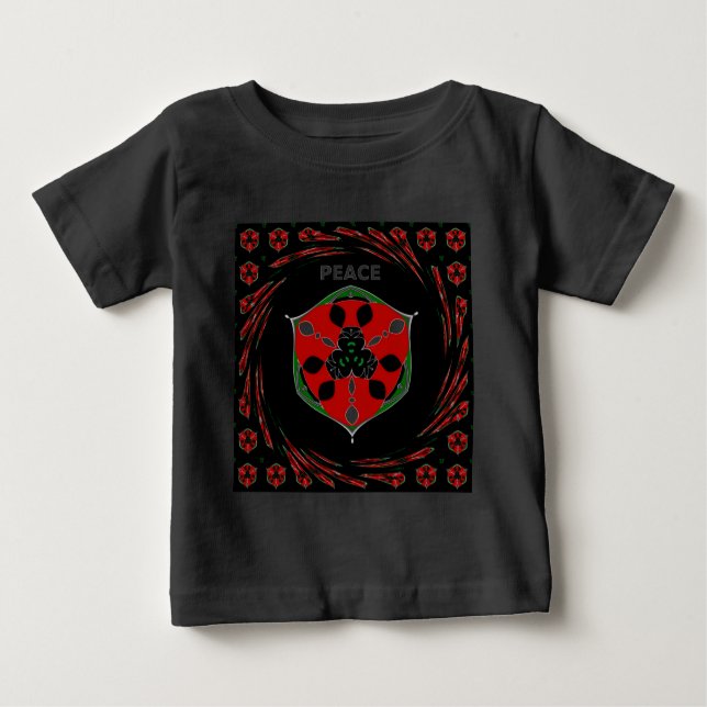 T-shirts "Peace: with Shield Emblem" Art Impressão (Frente)