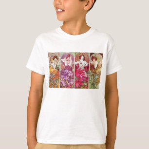 T-shirts Pedras preciosas e flores, Alphonse Mucha