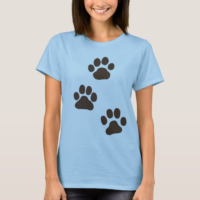 T-shirts Pegadas de Patas de Cachorro Grande (Frente)