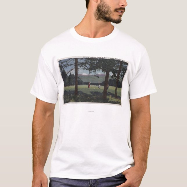 T-shirts Peixe branco, campo de golfe de Montana - lago (Frente)