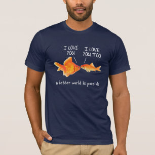 T-shirts Peixe dourado no amor mim coração você
