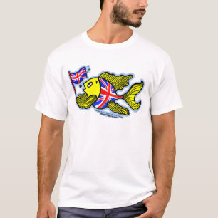 T-shirts Peixes britânicos com uma bandeira de Union Jack